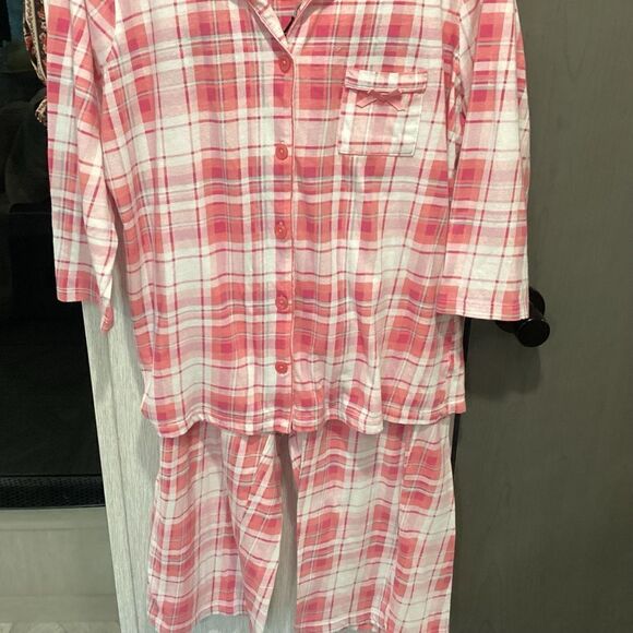 NWOT. Kim Rogers Women’s Size M 2 Pc. Pink Plaid PJ Set - Picture 3 of 15